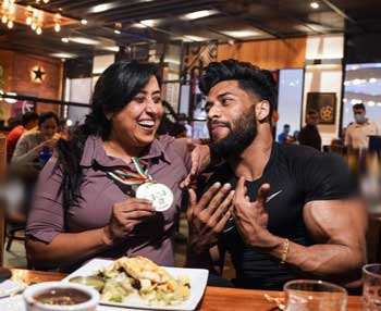 Abhishek Yadav with his mother