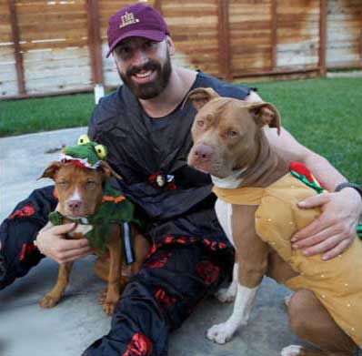 Bradley Martyn with his two dogs