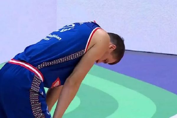 An unusual injury suffered by a Serbian basketball player